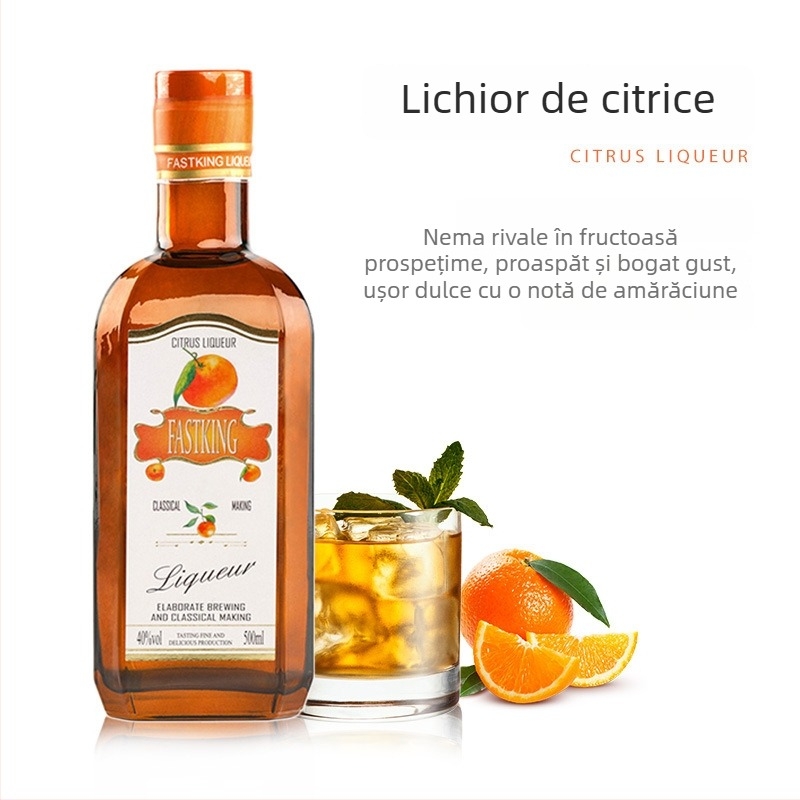 Lichior cu aromă de citrice, bază de vin, 40% alcool, profil dulce