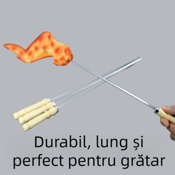 Frigărui pentru grătar din oțel inox cu mâner din lemn – reutilizabile, marca Furnace, pachet de 2000 buc.