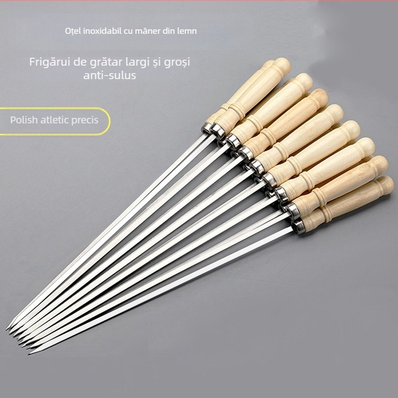 Frigărui pentru grătar din oțel inox cu mâner din lemn – reutilizabile, marca Furnace, pachet de 2000 buc.