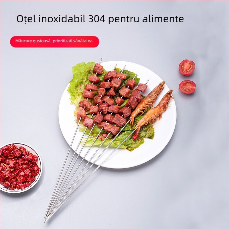 Harden 304 oțel inoxidabil rond frigărui pentru grătar – frigărui de miel, furci pentru grătar