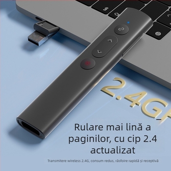 Stilou laser PPT pentru derularea paginilor, telecomandă USB fără fir pentru prezentări, rază laser 200 m, 650 nm, baterie 200 mAh
