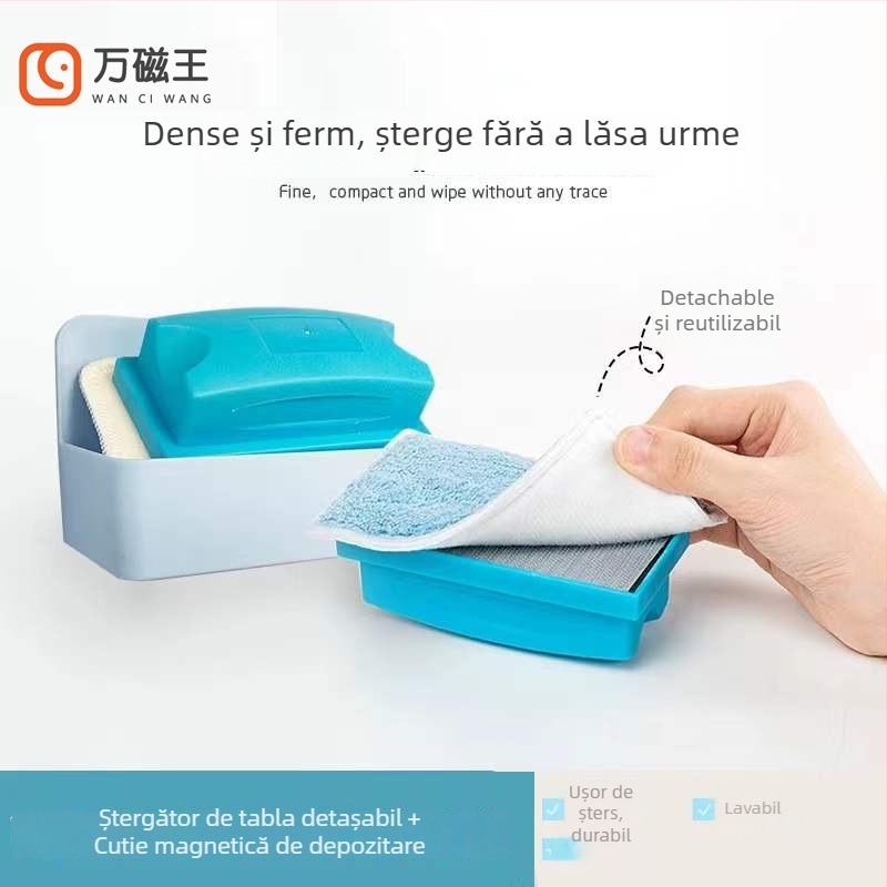 Radieră pentru tablă Magnetic King cu suprafață din ABS plastic și spate din flanel coral