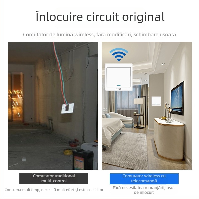 Comutator wireless cu telecomandă 220V pentru iluminat casnic, tip: întrerupător cu telecomandă unic, model: Remote control switch