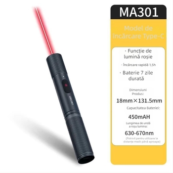 Pointer laser reîncărcabil (raza 200 m, Deli)