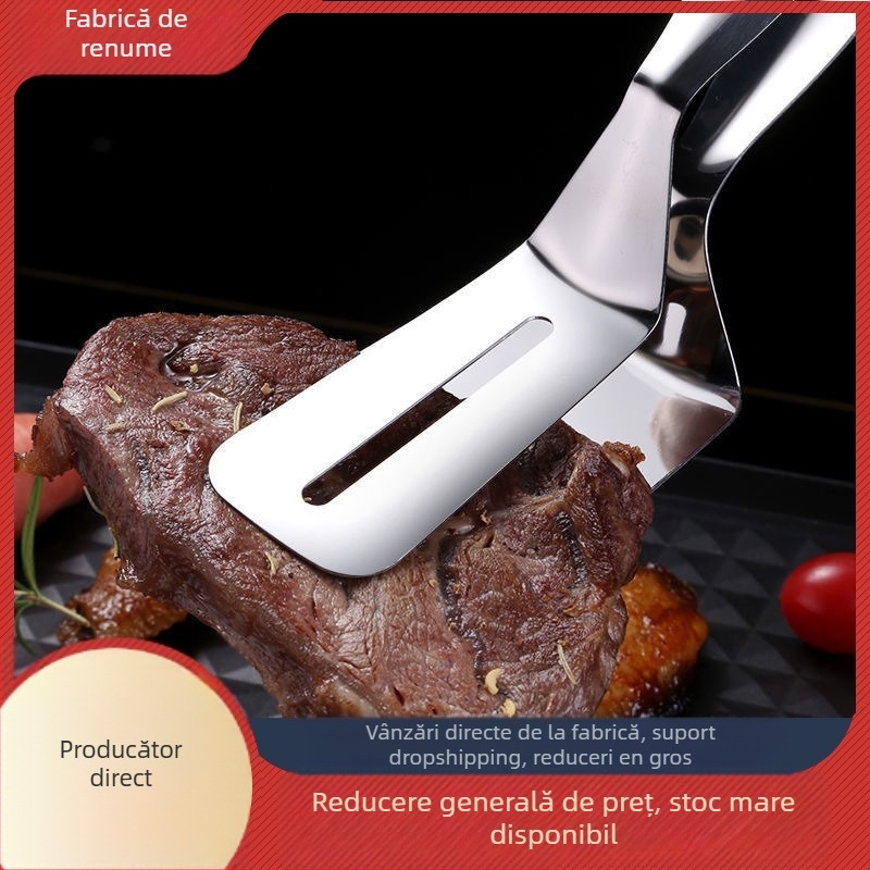 Clip de mâncare din oțel inoxidabil, multifuncțional, spatulă pentru prăjit, personalizare disponibilă