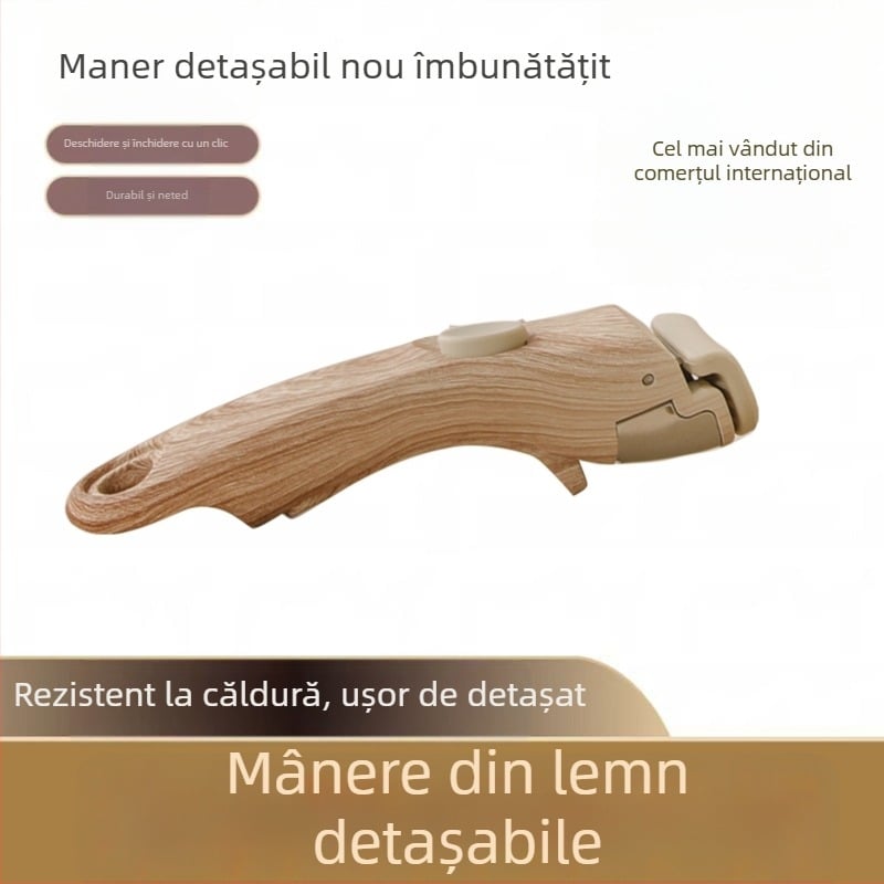 Mâner detașabil din lemn pentru oale și wokuri — universal, cu posibilitatea imprimării logo-ului