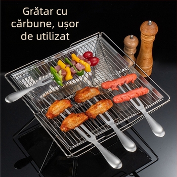 Tianqi Furculiță de grătar din oțel inoxidabil 304, în formă de U – pentru uz casnic, cu vârfuri groase, pentru friptură, coapsă de miel și bucăți de miel