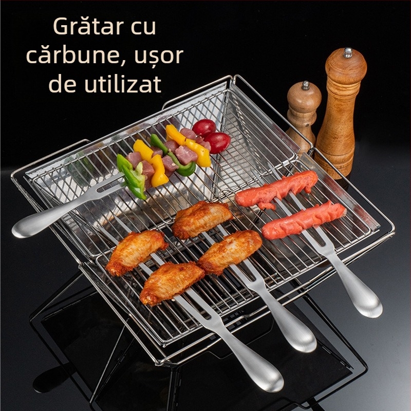 Tianqi Furculiță de grătar din oțel inoxidabil 304, în formă de U – pentru uz casnic, cu vârfuri groase, pentru friptură, coapsă de miel și bucăți de miel