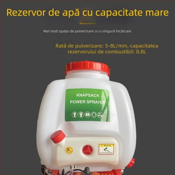 Sprayer cu rucsac pe benzină, motor în doi timpi, pompă cu presiune înaltă, capacitate 25L/20L, pentru protecția plantelor