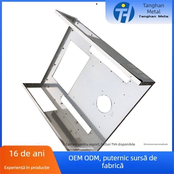Piesă din tablă de oțel inoxidabil cu flanșare, îndoire, piuliță și șurub; tăiere cu laser; finisaj galvanizat | grosime 1.5 mm, toleranță 0.02 mm