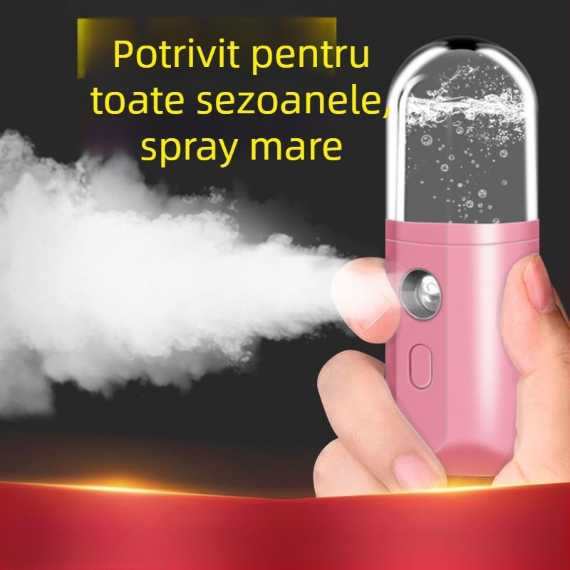 Umidificator facial portabil cu pulverizare nano, reîncărcabil, timp de ceață peste 180 de secunde, 3 trepte