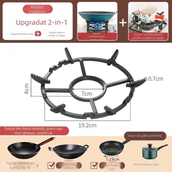 Suport pentru aragaz și raft pentru oale din fontă, suprafață antiderapantă, universal, model TY-608, montaj încastrat