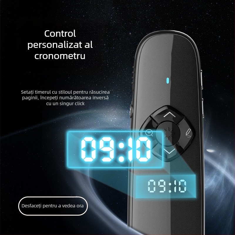 Peniță de schimbare a paginilor cu LED LCD ecran, indicatoare laser duale și interfață duală multifuncțională (distanța laser 100, lungimea de undă a laserului 200, baterie 500mAh)