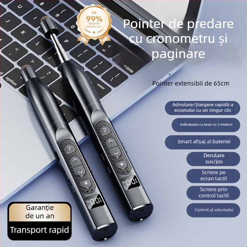 Q302 Stilou infraroșu pentru trecerea paginilor, pix laser multifuncțional cu ecran digital (Distanța laser 200 m; Lungimea de undă a laserului 650 nm)