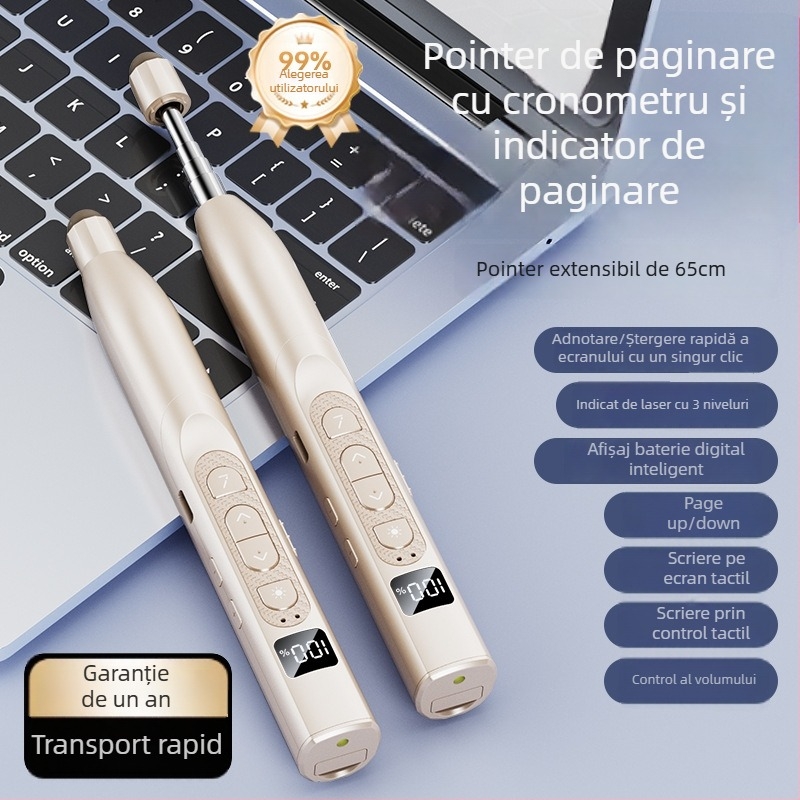 Q302 Stilou infraroșu pentru trecerea paginilor, pix laser multifuncțional cu ecran digital (Distanța laser 200 m; Lungimea de undă a laserului 650 nm)