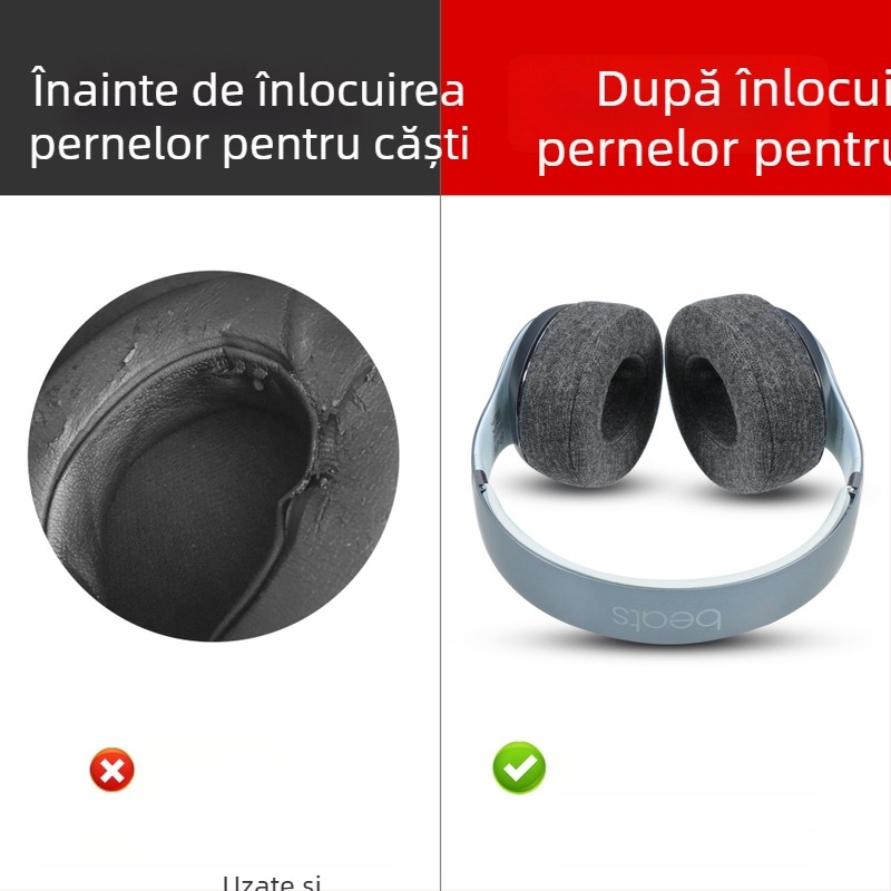 Perne de urechi Beats Studio 2/3 – husă din piele ecologică, burete din bumbac prietenos cu pielea