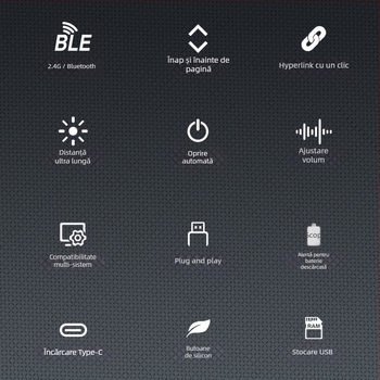 Punctător de predare din aliaj de aluminiu, fără fir, 2.4G/Bluetooth, distanță laser 100 m, lungime de undă 650 nm, baterie 180 mA