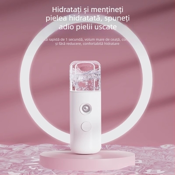 Dispozitiv portabil pentru hidratarea feței cu ceață nano și injecție de oxigen, spray cald și rece, control în 3 trepte