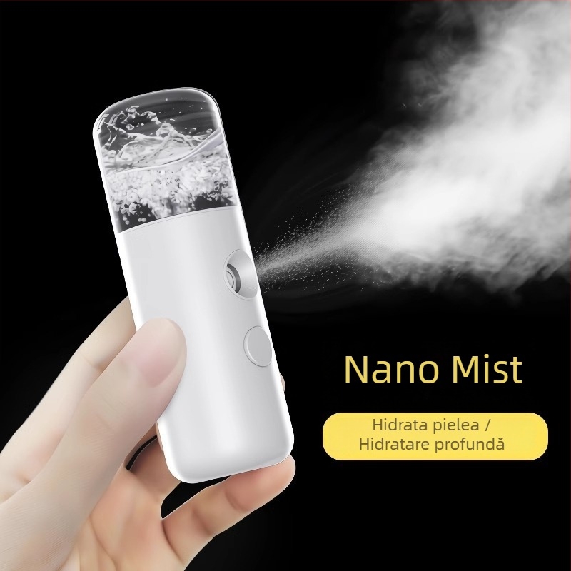 Dispozitiv portabil pentru hidratarea feței cu ceață nano și injecție de oxigen, spray cald și rece, control în 3 trepte
