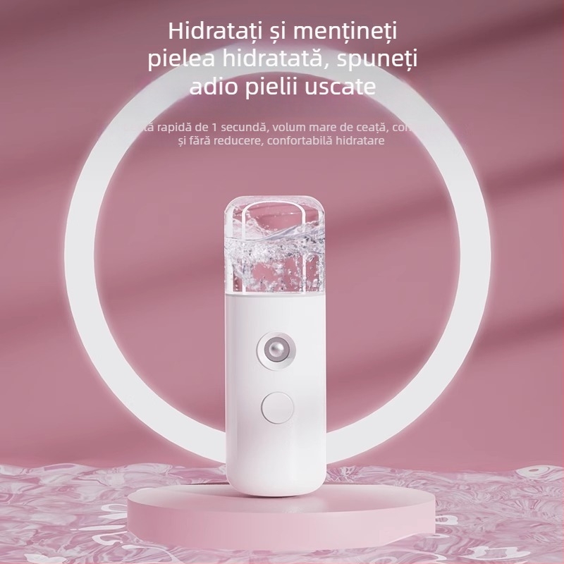 Dispozitiv portabil pentru hidratarea feței cu ceață nano și injecție de oxigen, spray cald și rece, control în 3 trepte