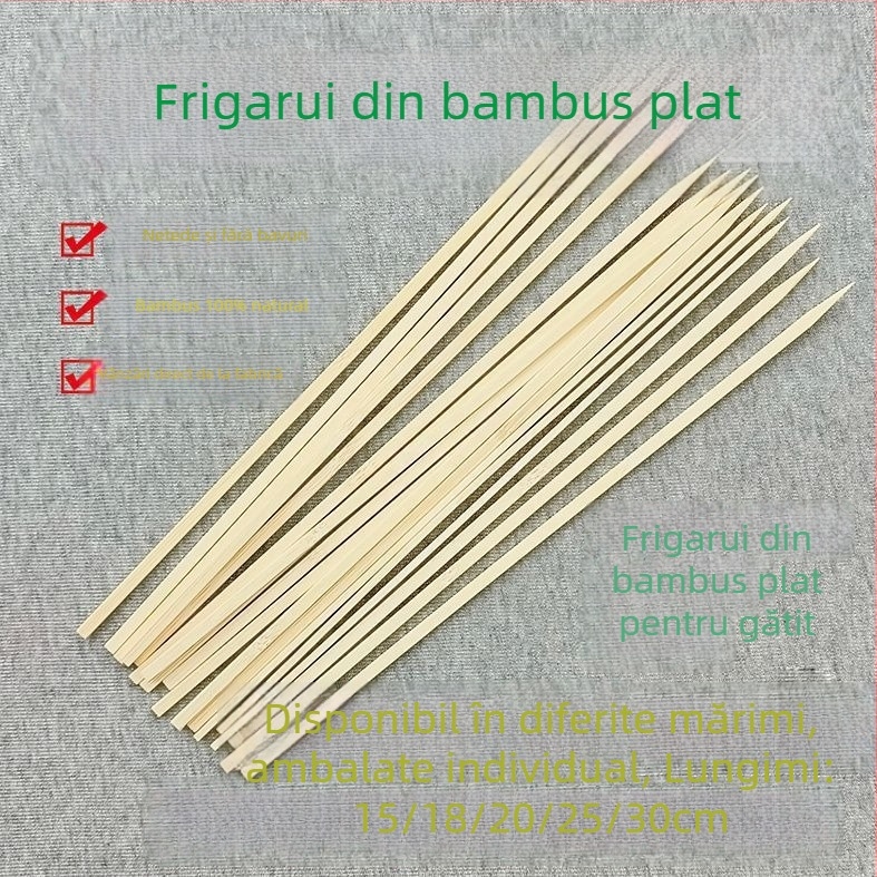 Frigărui plate din bambus pentru grătar, de unică folosință, lucrate manual, DIY