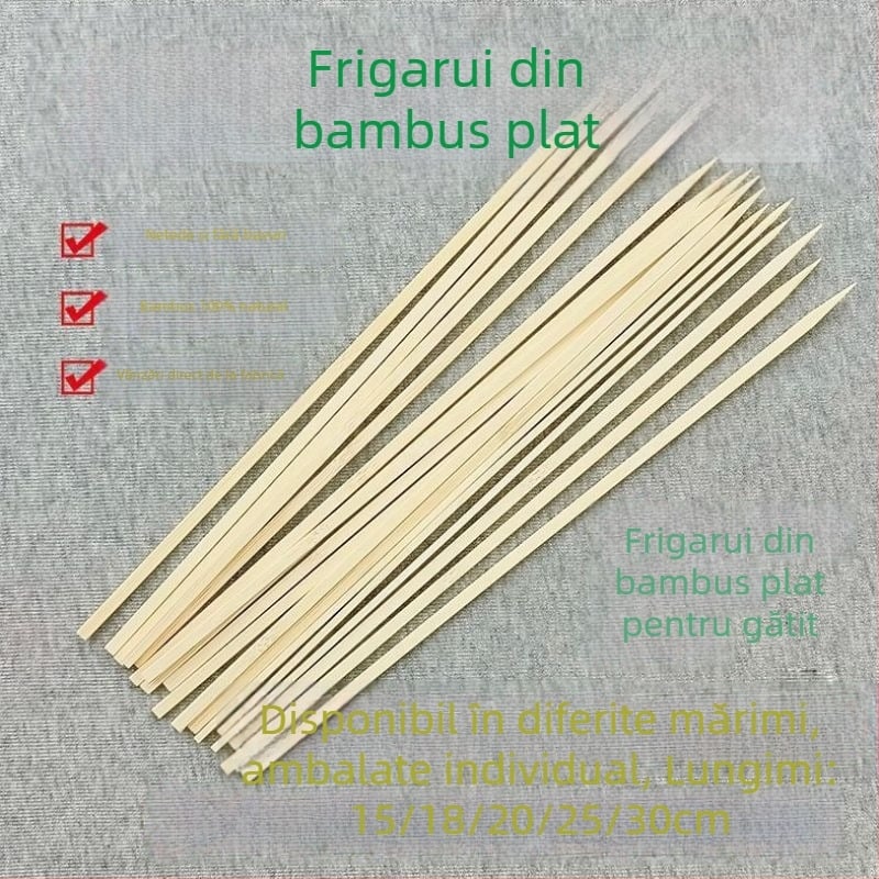 Frigărui plate din bambus pentru grătar, de unică folosință, lucrate manual, DIY