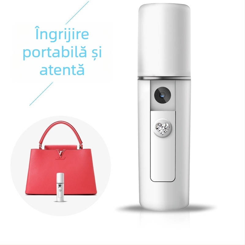Dispozitiv de hidratare cu nano-spray pentru față, aparat portabil de înfrumusețare reîncărcabil, ceață rece, umidificator facial, timp de ceață 31-60 s, baterie încorporată 100-300 mAh, autonomie 1-3 h