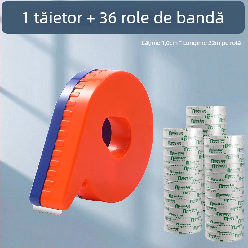 Tăietor manual pentru bandă transparentă, modelul 985, acceptă lățimi de bandă de 1 cm și 1,2 cm, pachet de 12 role