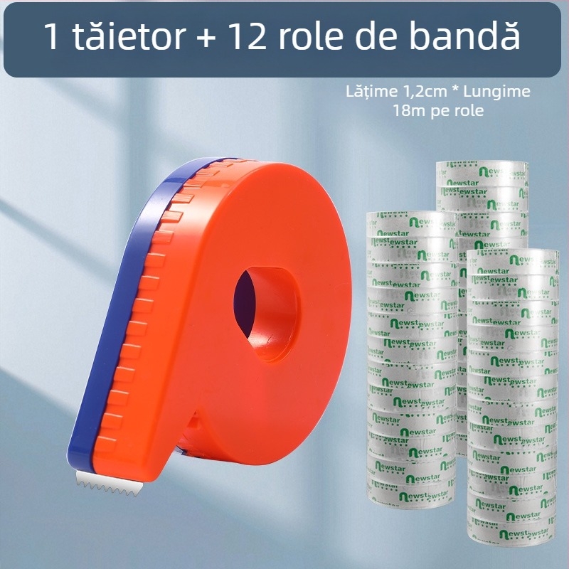 Tăietor manual pentru bandă transparentă, modelul 985, acceptă lățimi de bandă de 1 cm și 1,2 cm, pachet de 12 role