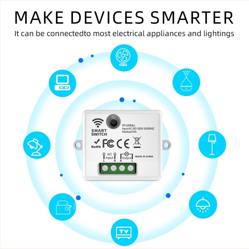 Intrerupător wireless cu telecomandă RF433 pentru uz casnic, 50/60 Hz, de la -20°C la 50°C