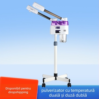 Aparat facial cu aburi cu două conducte, spray fier/cald, baterie încorporată, 5 trepte de reglare, ceață până la 10 secunde