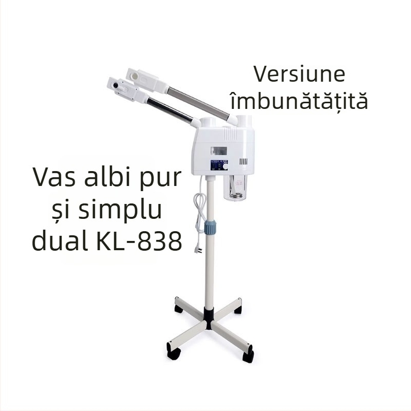 Aparat facial cu aburi cu două conducte, spray fier/cald, baterie încorporată, 5 trepte de reglare, ceață până la 10 secunde