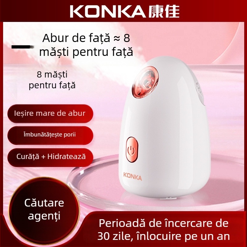 Aparat de abur pentru față Konka cu ceață fierbinte/rece, 4 trepte, timp de ceață 11–30 s, fără baterie