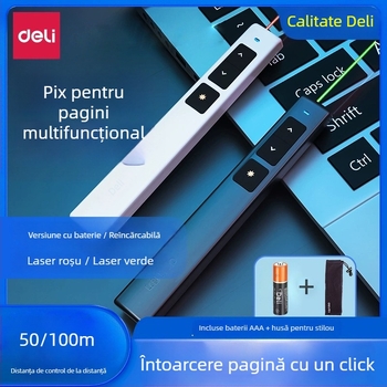 Pix laser pentru prezentări, schimbarea paginilor, model 2802/2802P, distanță laser 30, lungime de undă laser 30, baterie 7#