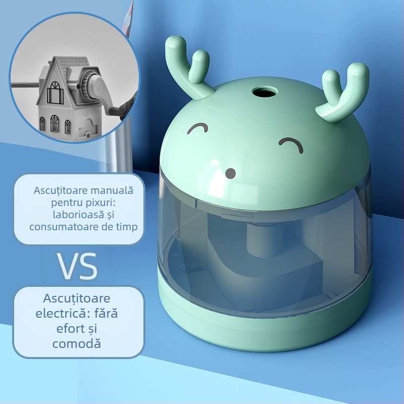 Acuțitor electric de creioane cu design animal, modelul 806, Tiger Crown, din plastic, greutate 0,5 kg