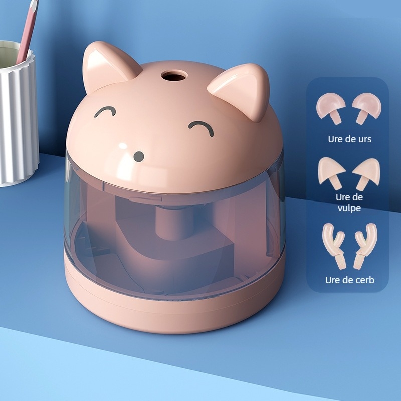 Acuțitor electric de creioane cu design animal, modelul 806, Tiger Crown, din plastic, greutate 0,5 kg