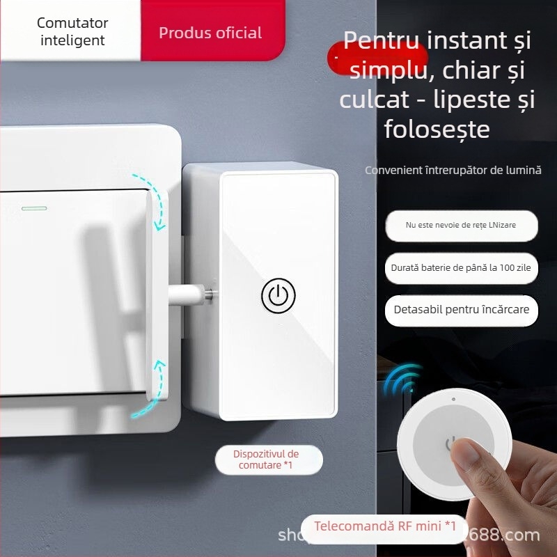 Intrerupător wireless cu telecomandă — pentru uz interior; (Brand: Personalizabil; Tip: control wireless; Tip întrerupător: întrerupător cu telecomandă; Temperatura de lucru: Normal locuință; Domeniu de aplicare: Interior)