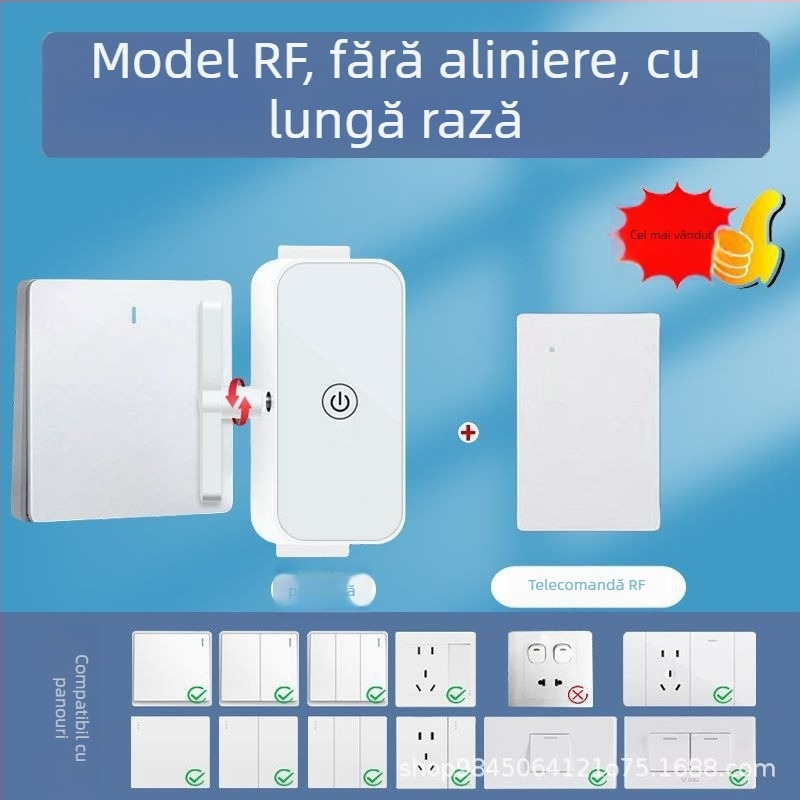 Intrerupător wireless cu telecomandă — pentru uz interior; (Brand: Personalizabil; Tip: control wireless; Tip întrerupător: întrerupător cu telecomandă; Temperatura de lucru: Normal locuință; Domeniu de aplicare: Interior)