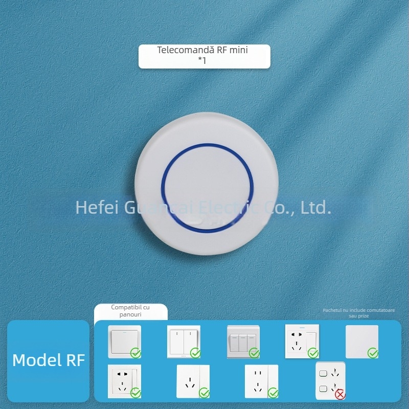 Intrerupător wireless cu telecomandă — pentru uz interior; (Brand: Personalizabil; Tip: control wireless; Tip întrerupător: întrerupător cu telecomandă; Temperatura de lucru: Normal locuință; Domeniu de aplicare: Interior)