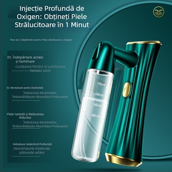 Dispozitiv portabil de infuzie cu oxigen pentru față, cu spray albastru și esență hidratantă — 1 treaptă, pulverizare rece, carcasă ABS, baterie încorporată 300–500 mAh, timp de ceață ≤10 s