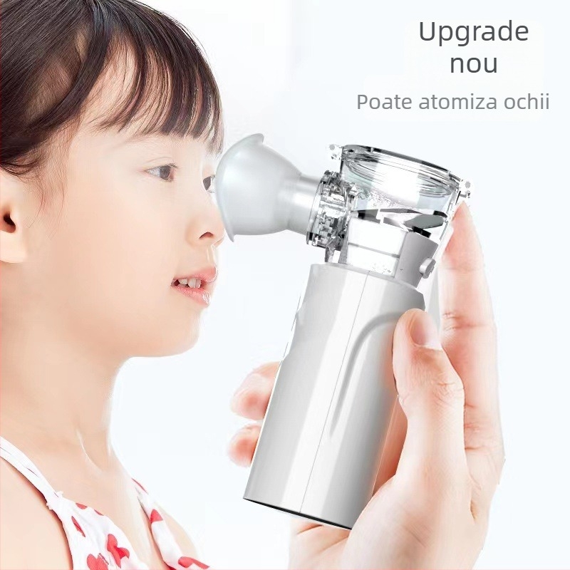 Nebulizator manual pentru uz casnic, atomizator portabil pentru copii, 2.7 μm picături, baterie încorporată, pulverizare rece, două trepte de viteză, timp de ceață peste 180 s