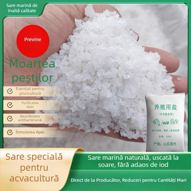Sare de mare pentru acvarii, granule mari pentru dezinfectare, instalare a acvariului, acvacultură marină, prevenirea bolilor la pești ornamentali