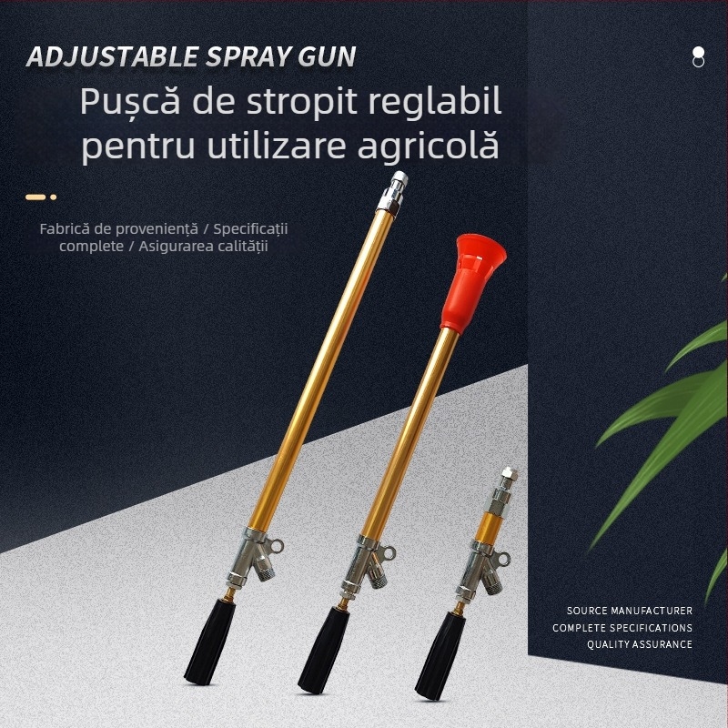 Pistol de pulverizare pentru protecția plantelor – presiune înaltă, reglabil, pulverizare la distanță, din aluminiu integral, potrivit pentru pomi fructiferi și grădină