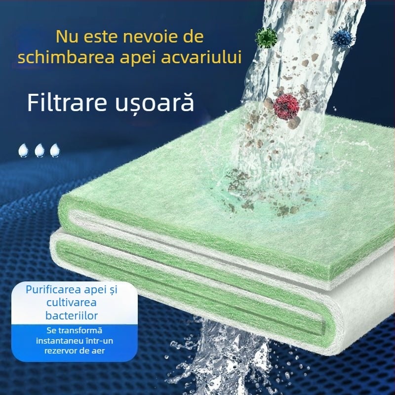 Spumă de filtrare pentru acvariu, densitate mare – panou superior de filtrare, material de filtrare îngroșat pentru purificarea apei, burete alb cu bumbac verde-alb