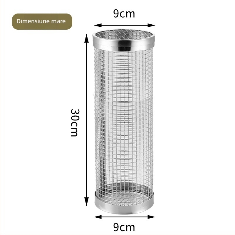 Rețea rotundă din oțel inoxidabil pentru grătar – portabilă, anti-rugină, cilindrică; origine: Chaozhou; proces de fabricație: întindere, sudură în puncte, ștanțare