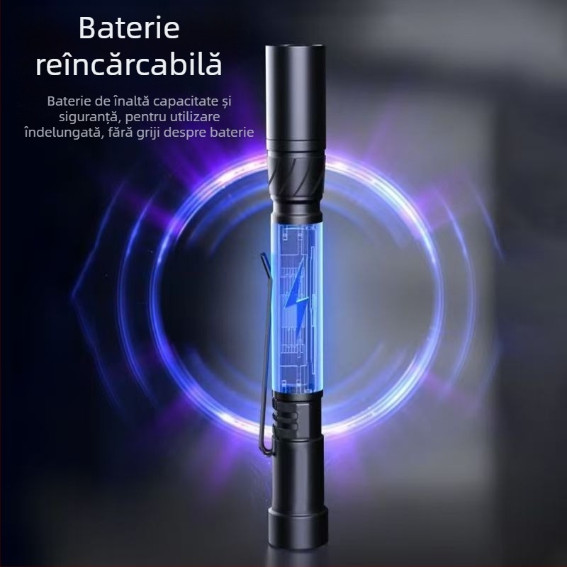 Mini lanternă laser USB reîncărcabilă, rază lungă, putere înaltă; distanță laser 1 km, lungime de undă 532 nm, baterie Li-ion încorporată