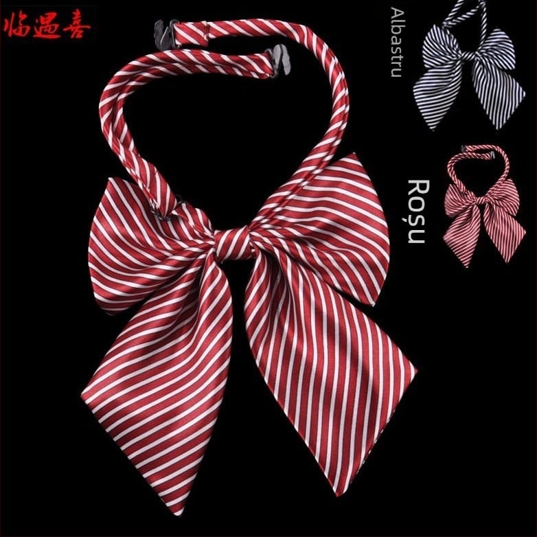 Papion pentru guler cu floare — poliester, model dungat, imprimare, stil office