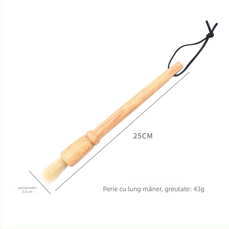 Perie pentru grătar Double Clean, cu peri din păr de porc, mâner din lemn, potrivită pentru alimente, stil modern minimalist