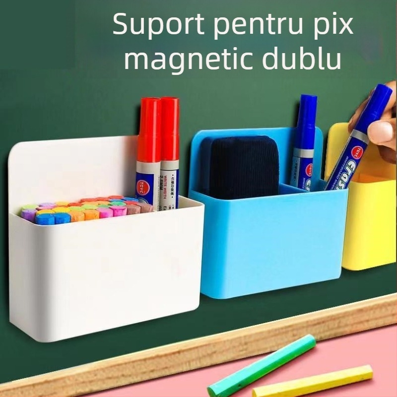 Model CIBITONG: Suport magnetic din plastic, pătrat, pentru gumă de tablă și carioci