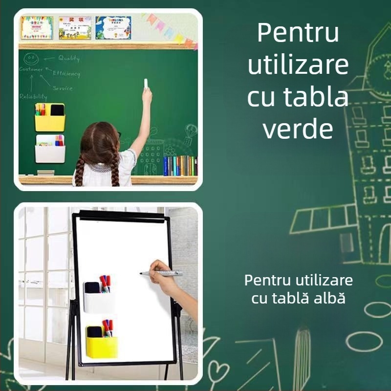 Model CIBITONG: Suport magnetic din plastic, pătrat, pentru gumă de tablă și carioci